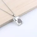 Men's stainless steel necklace featuring a poker card Ace pendant on a wooden background - Ace of Spades / 60CM