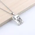 Men's stainless steel necklace featuring a King of Hearts playing card pendant charm - King of Spades / 60CM