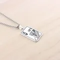 Silver stainless steel King of Hearts playing card pendant necklace on wooden background - King of Spades / 70cm