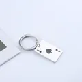 Stainless steel keychain with Ace of Spades poker card design in silver and black finish - Ace of Spades