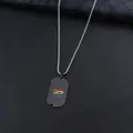 Black stainless steel dog tag necklace with rainbow design on a silver box chain - Box Chain / 60CM / Black Tag Steel Chain