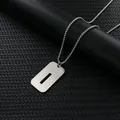 Rechteckige Halskette aus gebürstetem Edelstahl mit Hohlraum und feiner Boxkette - Letter I Pendant With Chain