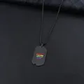 Men's black stainless steel dog tag necklace with rainbow wave pattern and bead chain - Box Chain / 60CM / Black Tag Black Chain