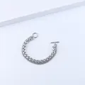 Bracciale da uomo a doppia catena in acciaio inossidabile argento con chiusura a leva OT - 17cm / Argento