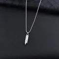 Minimalist bullet pendant necklace with silver steel square chain for hip-hop men's style - 60cm Chain / Silver Pendant