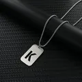 Halskette aus Edelstahl mit rechteckigem Anhänger, Buchstabe K und robuster Boxkette - Letter K Pendant With Chain
