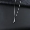 Men's punk style silver bullet pendant necklace with polished stainless steel box chain - 60cm Chain / Black Pendant