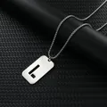 Rechteckiger Halskettenanhänger aus gebürstetem Edelstahl mit hohlem L-Ausschnitt in Silber - Letter L Pendant With Chain