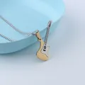 Men's hip hop guitar pendant necklace with gold and silver stainless steel details - Gold Pendant With Silver Chain / Gold