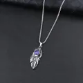 Vintage-Federhalskette aus Edelstahl mit lila Drachenauge-Anhänger für Damen und Herren - 60cm Kette / Lila
