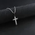 Modern two-tone cross pendant necklace in black and silver stainless steel for men - Black