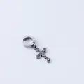Unisex stainless steel cross ear cuff featuring vintage gothic textures and clip-on design - Cross Ear Clip Style (Single)