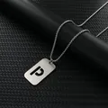 Silberne Edelstahl-Erkennungsmarke mit hohlem Buchstaben P Anhänger und Box-Kette - Letter P Pendant With Chain