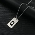 Herren Hip-Hop-Halskette mit rechteckigem G-Ausschnitt-Anhänger aus Edelstahl an Kugelkette - Letter Q Pendant With Chain