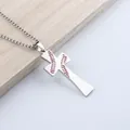Minimalistische Baseball-Kreuzkette aus Edelstahl mit roten Nähten und Gliederkette - Baseball-Kreuzanhänger + 60cm Box-Kette / Stahlfarben