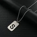 Industrielle Edelstahl-Militärmarke Halskette mit Dollarzeichen auf schwarzer Basis - Dollar Sign Pendant With Chain