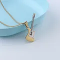 Two-tone electric guitar pendant necklace with golden box chain in stainless steel - Pendant And Chain / Gold
