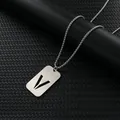Hip-Hop Herrenhalskette aus Edelstahl mit hohlem 'V' rechteckigem Anhänger - Letter V Pendant With Chain
