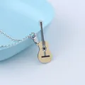 Coole Gitarren-Anhänger-Halskette aus Edelstahl mit gold-silbernem Musik-Design für Herren - Gold (Mit Kette)