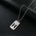 Silberner rechteckiger Anhänger mit Hohlbuchstabe W und Edelstahl-Perlenkette - Letter W Pendant With Chain