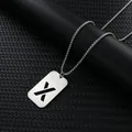 Rechteckige Edelstahl-Halskette mit ausgeschnittenem Buchstaben X und Box-Kette - Letter X Pendant With Chain