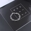 Polished silver titanium steel chain bracelet with rectangular clasp for men - Thick Cable Chain