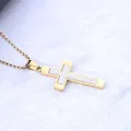 Bicolor-Halskette mit Kreuzanhänger aus Titanstahl in Gold und Silber mit Box-Kette - Goldener Anhänger Und Goldene Kette