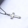 Two-tone black and silver cross pendant with a black box chain for men and women - Black Pendant With Black Chain