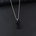 Herren Drachen-Anhänger Halskette in Schwarz mit silberner Box-Kette im Retro-Punk-Stil - Schwarzer Doppeldrache / 60cm Kette