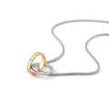 Herren Doppelring-Halskette mit gold-silbernen Ringen und funkelnden Kristalldetails - Goldener Doppelring + 60cm Box-Kette