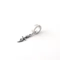 Unisex stainless steel hoop earring with a vintage gothic skull and lightning bolt pendant - Clip-on Skull Lightning
