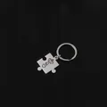 Polished stainless steel puzzle piece keychain with crown and heart engraving - Queen (Q) / Steel Color Keychain