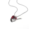 Rock guitar pendant necklace with black electric guitar and red marble pick charms - Black Guitar/Red Pick/70cm Bead Chain
