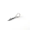 Gothic silver stainless steel earring featuring skull element and dagger-like pendant - Pierced Skull Lightning