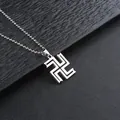Men's silver stainless steel Tokyo Avengers Manji pendant necklace on black background - Steel Pendant With 60cm Bead Chain / Steel Style