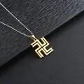 Men's Tokyo Revengers necklace with golden stainless steel manji symbol pendant - Gold Pendant With 60cm Bead Chain / Gold Style