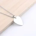 Polished silver guitar pick pendant necklace made of stainless steel on wooden surface - 60CM / Silver Smooth Surface (Bead Chain)