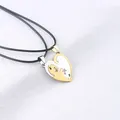 Cat couple necklaces featuring interlocking heart pendants in gold and silver finish - Heart Cat Style / Gold