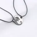 Black and white cat-dog yin-yang puzzle necklace made of durable stainless steel - Dog Style / Black
