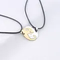 Yin Yang dog puzzle necklaces for couples in gold and silver finish with black cords - Dog Style / Gold
