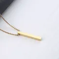 Polished gold rectangular bar pendant necklace with a classic stainless steel box chain - Gold