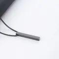 Minimalist rectangular bar pendant necklace in matte black titanium steel with box chain - Black