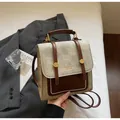 Borsa tote kaki retrò con patta marrone, bordo di perle e stile urbano chic - Senza Ciondolo / Grigio e Caffè