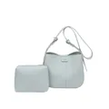 Ensemble sac seau bleu clair élégant avec finition texturée et bandoulière réglable - Bleu