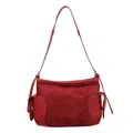 Sac fourre-tout bordeaux avec des détails en cuir suédé et cuir grainé de qualité - 28*10*21cm / Rouge