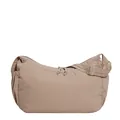 Minimalistische beige Halbmond-Umhängetasche aus Segeltuch mit verstellbarem Gurt - Khaki