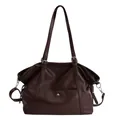Vintage large dark brown tote bag with adjustable straps and front pocket detail - 33x13x29cm / Brown