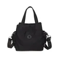 Sac seau noir léger et chic avec poignées et bandoulière réglable ornée d'un logo - Moyen / Noir