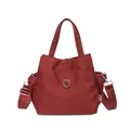 Sac seau léger pour femme rouge foncé en nylon avec bandoulière tissée ajustable - Moyen / Rouge