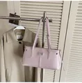 Pale pink matte leather tote bag with elegant side drawstrings and metal logo plate - 34*11*18 / Pink